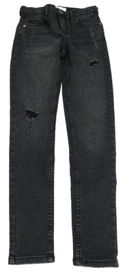 Tmavosivé skinny rifle s vyšúchaním Zara