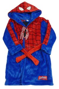 Červeno-modrý plyšový župan s kapucí - Spiderman Primark