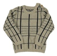 Béžovo-čierny kockovaný sveter zn. Tu