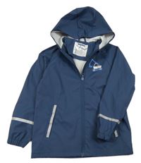 Tmavomdorá vodeodolná jarná bunda s bágrom a kapucňou Lupilu