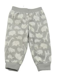 Světlešedo-bílé fleecové tepláky se zvířátky Carter's