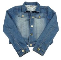 Modrá riflová crop bunda Tu