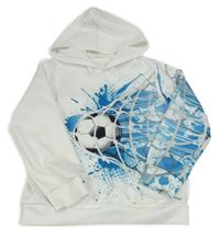 Bielo-modrá športová mikina s loptou a kapucňou