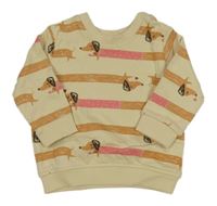 Béžová mikina s jezevčíky