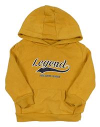 Horčicová mikina s nápisom a kapucňou Primark