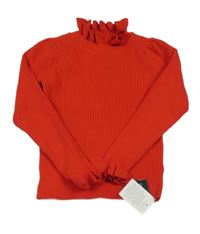 Nové - Červený rebrovaný svetrový rolák Dunnes