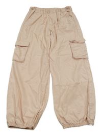 Světlerůžové plátěné cargo cuff kalhoty H&M