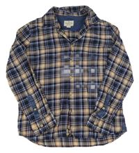 Tmavomodro-béžová kostkovaná košile Massimo Dutti