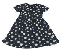 Tmavomodré kvetované šaty