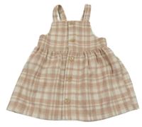 Bielo-svetloružové kockované vlnené šaty F&F