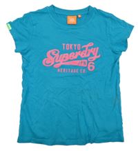 Modré tričko s nápisem Superdry