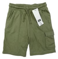Nové - Khaki teplákové cargo kraťasy F&F