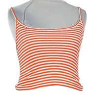 Dámsky bielo-červený pruhovaný rebrovaný crop top zn. Topshop