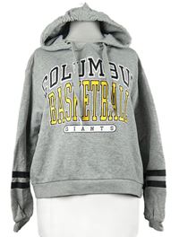 Dámská šedá crop mikina s nápisy a kapucí H&M