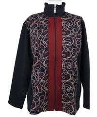 Dámská tmavomodro-červená vzorovaná propínací mikina 