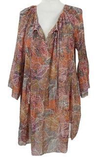 Dámská barevná vzorovaná plisovaná šifonová tunika Paprika 