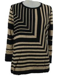 Dámský černo-béžový pruhovaný lehký svetr 