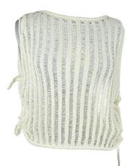 Dámský smetanový pruhovaný háčkovaný crop top se šněrováním H&M