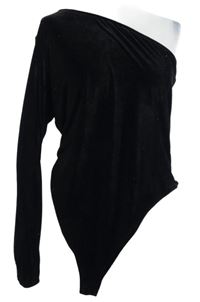 Dámske čierne zamatové asymetrické body F&F