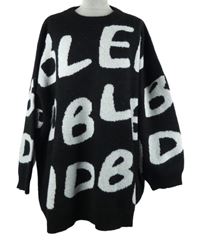 Pánsky čierny oversized sveter s nápisom Untold