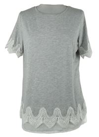 Dámské šedé tričko s bílou krajkou Dorothy Perkins 