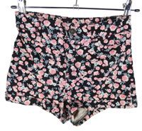Dámské černé květované riflové kraťasy H&M vel. 32