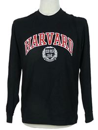 Pánske čierne tričko s logem Harvard Primark