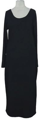 Dámske čierne rebrované midi šaty