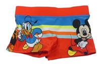 Farebné pruhované nohavičkové plavky s Mickey Mousem a kačerem Donaldem zn. Disney