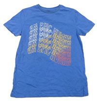 Modré tričko s nápismi zn. M&S