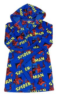 Modrý chlupatý župan se Spidermanem a kapucí M&S