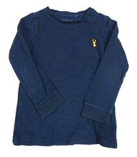 Tmavomodro-čierne melírované tričko s výšivkou zn. Next