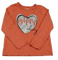 Lososové triko se srdíčkem a nápisem Studio