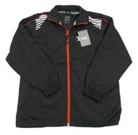 Nové - Čierna šušťáková športová bunda s písmeny