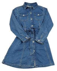 Modré teplákové riflové šaty s páskem C&A