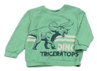 Zelená mikina s dinosaurom a nápisom Little kids
