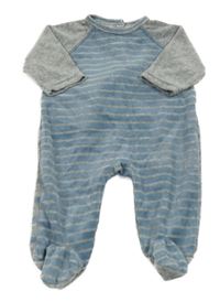 Modro-sivý pruhovaný zamatový overal