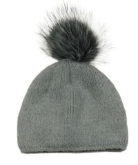 Šedá čepice s bambulí