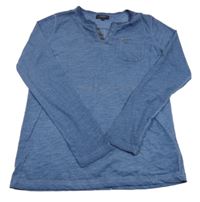 Modré melírované tričko s gombíky