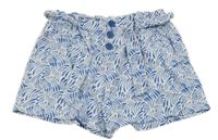 Bílo-modré vzorované kraťasy s páskem okaidi