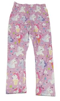 Růžové vzorované sportovní legíny s jednorožci 