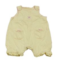 Žluto-růžový bavlněný kraťasový overal Next