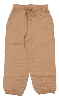 Ružovo-hnedé nohavice so zlatými bodky H&M