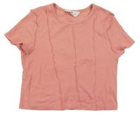 Ružové rebrované crop tričko H&M