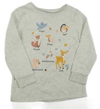 Sivá melírovaná mikina so zvieratkami Topolino