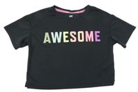 Čierne tričko s farebným nápisom H&M