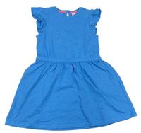 Modré bavlnené šaty s volánikmi Miniclub