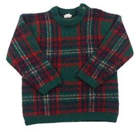 Tmavozeleno-červeno-tmavomodrý kostkovaný svetr H&M