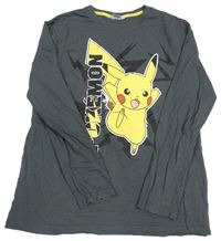 Tmavošedé triko s Pikachu 