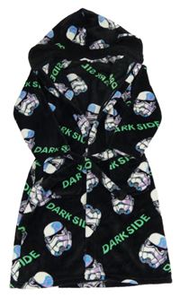 Černý chlupatý župan s potiskem Star Wars a kapucí M&S